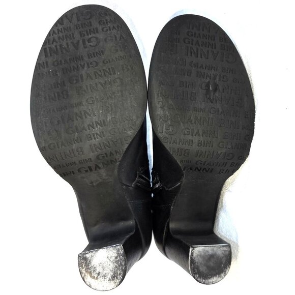 Gianni Bini Women's Black Leather Block Heel Stitched Zip Booties 9" Sz 8 - Picture 7 of 8